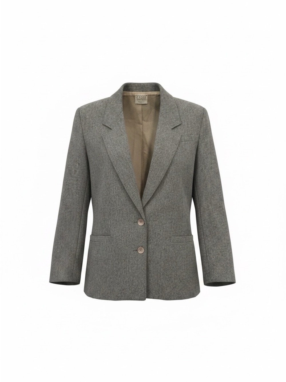 Koret GrayTwo-Button  gray Blazer-Classic mid cent. jacket-U.S. Made Merino wool